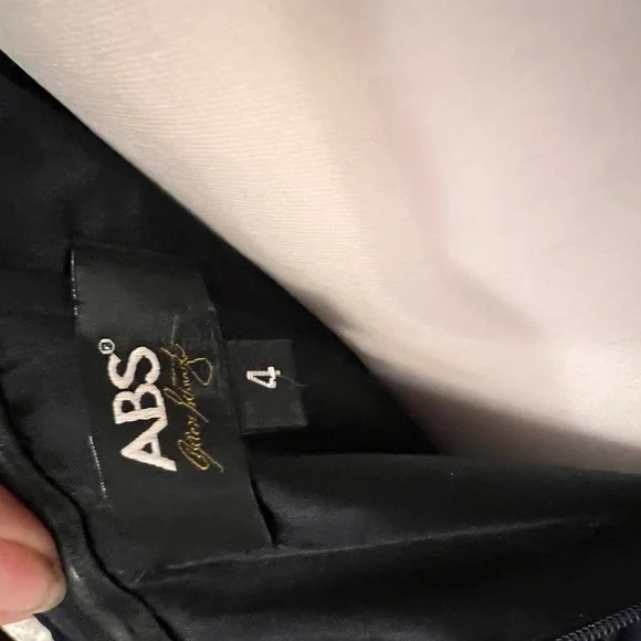 ABS navy brocade peplum dress - Picture 4 of 4